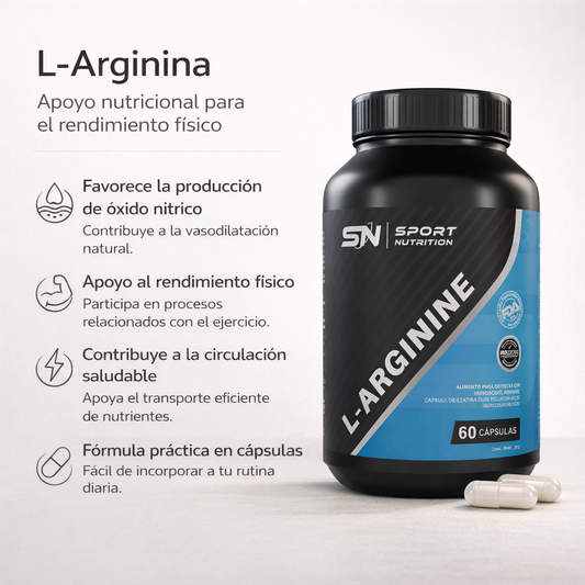 L-Arginine – Energía, oxigenación y definición para tus entrenamientos | 60 cápsulas