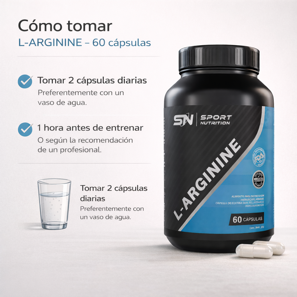 L-Arginine – Energía, oxigenación y definición para tus entrenamientos | 60 cápsulas