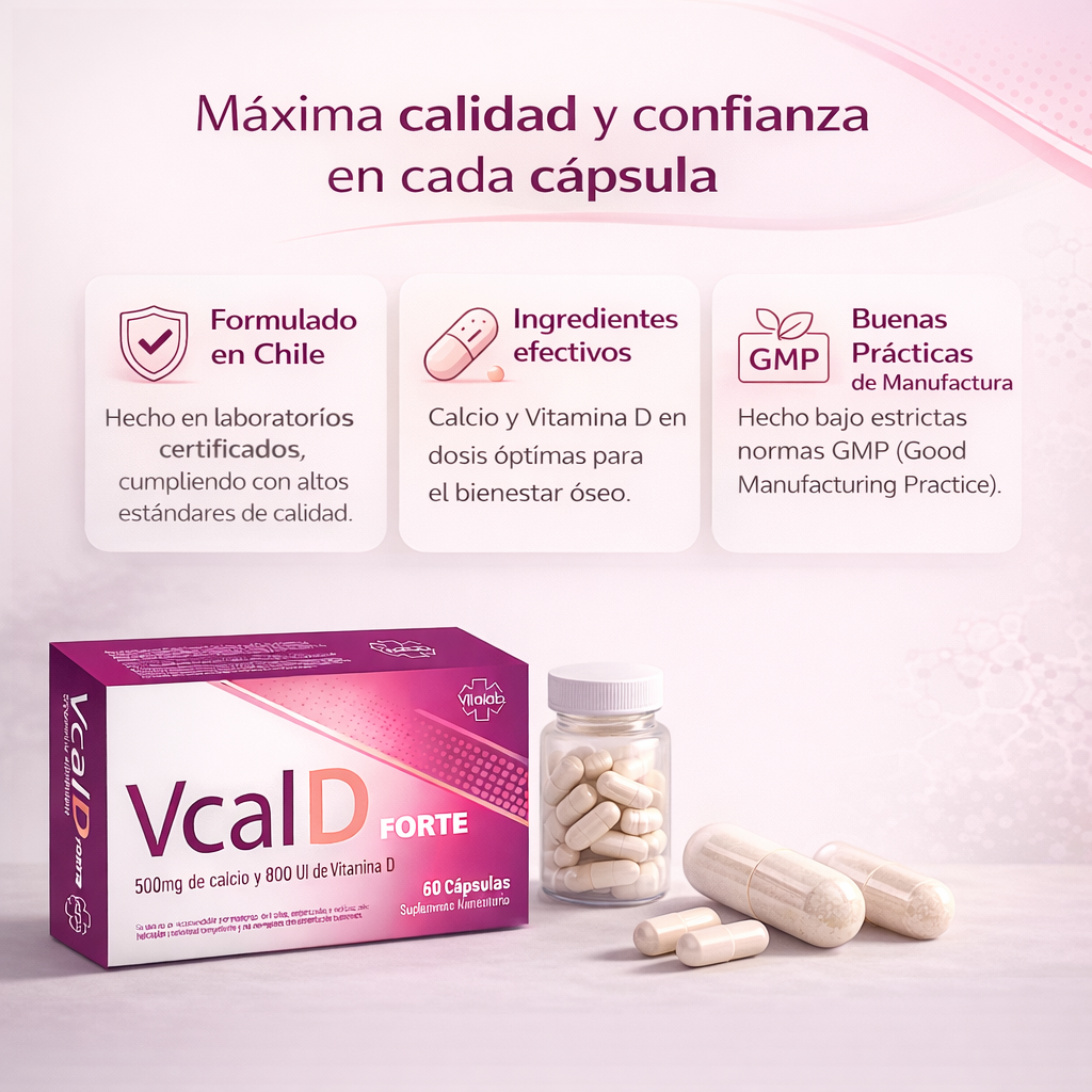 VCAL D FORTE – Salud ósea y soporte nutricional | Calcio + Vitamina D3 | 60 cápsulas