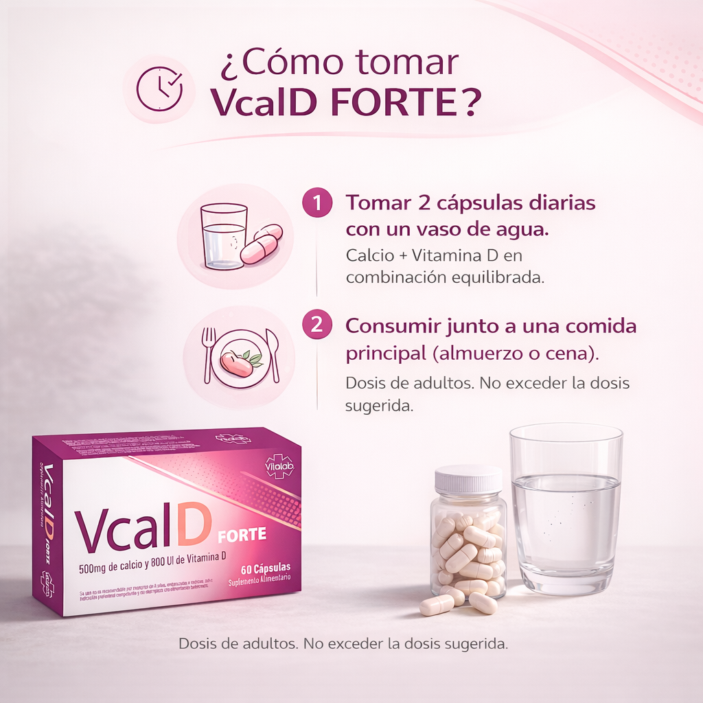 VCAL D FORTE – Salud ósea y soporte nutricional | Calcio + Vitamina D3 | 60 cápsulas