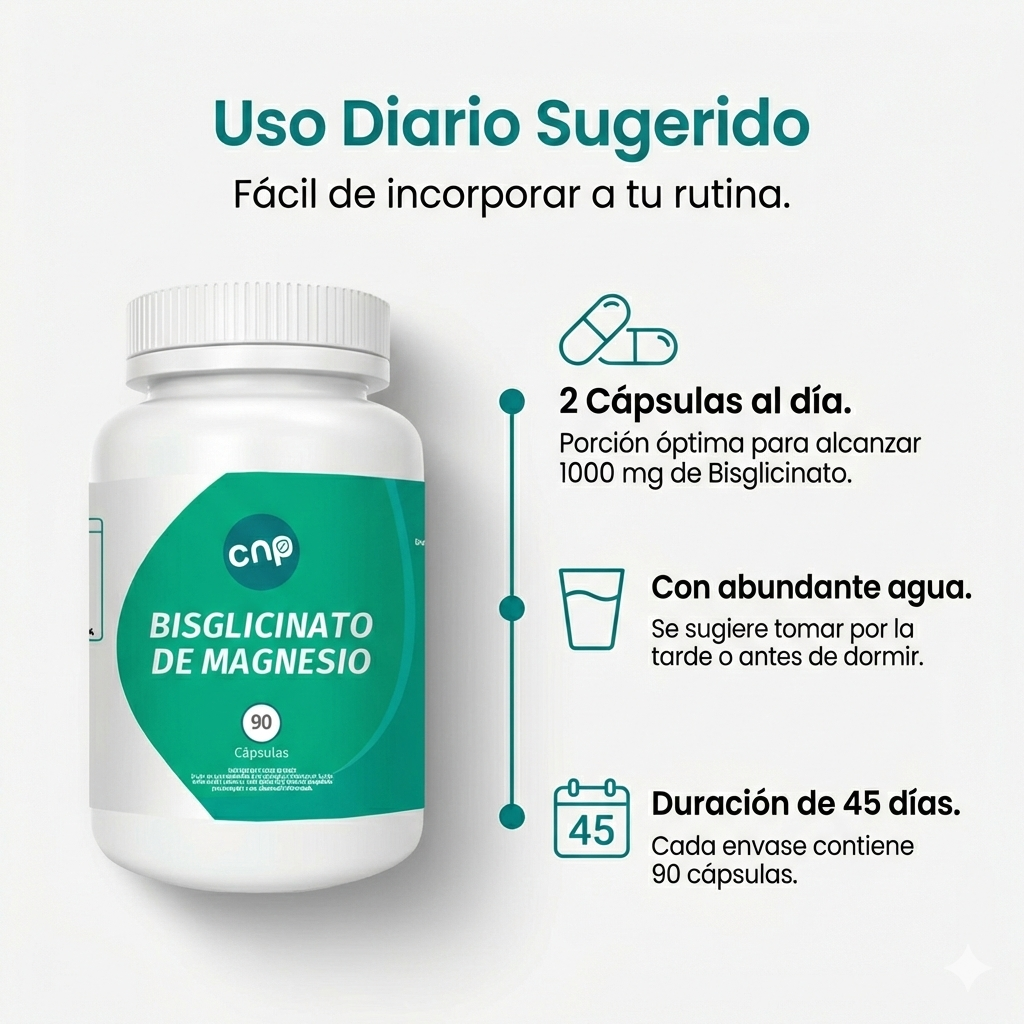 Bisglicinato de Magnesio – Alta absorción | 90 cápsulas