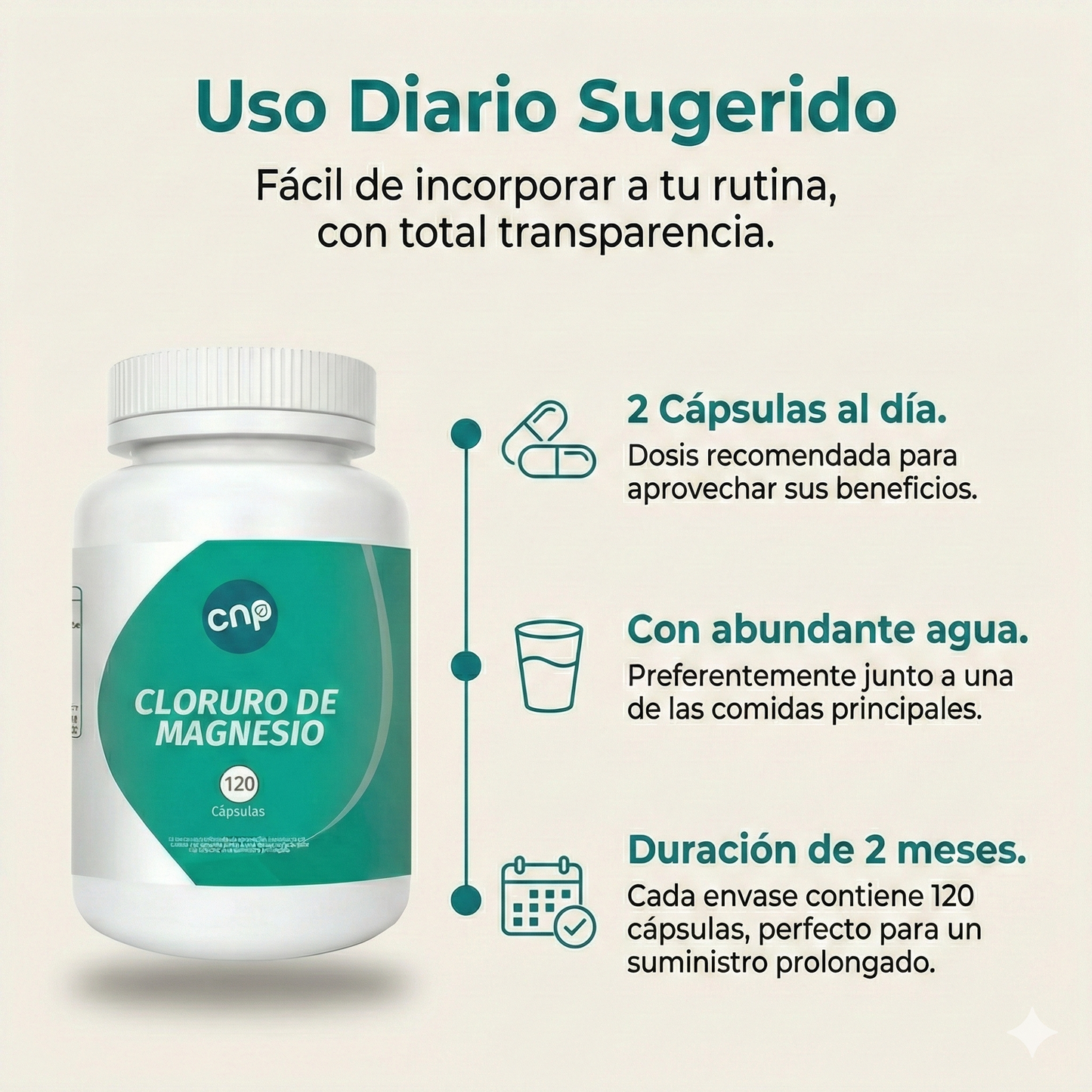 Cloruro de Magnesio 500 mg – Soporte óseo y muscular | 120 cápsulas