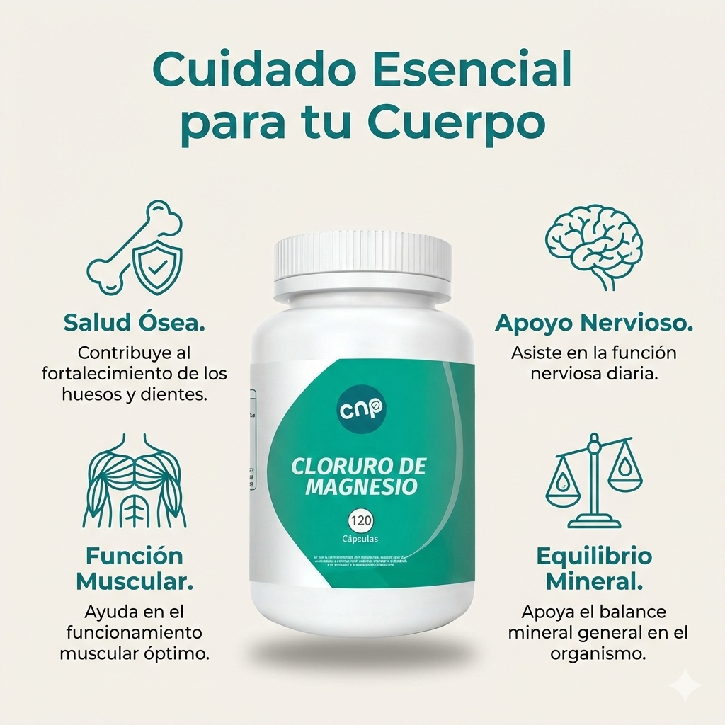 Cloruro de Magnesio 500 mg – Soporte óseo y muscular | 120 cápsulas