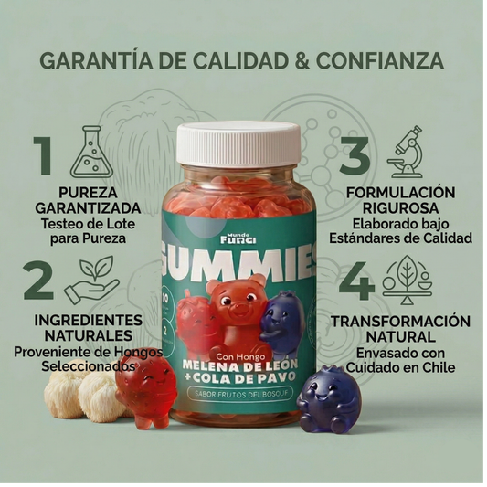 Gummies de Melena de León + Cola de Pavo para niños