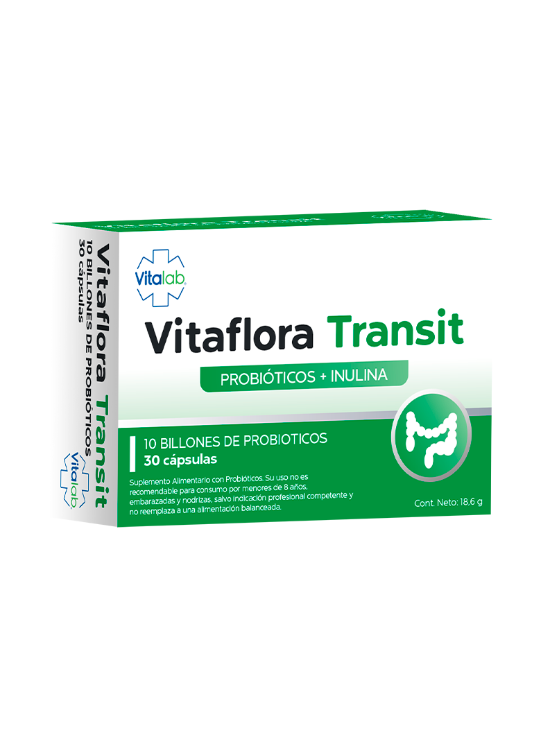 Vitaflora Transit – Probióticos e inulina para tránsito intestinal | 30 cápsulas