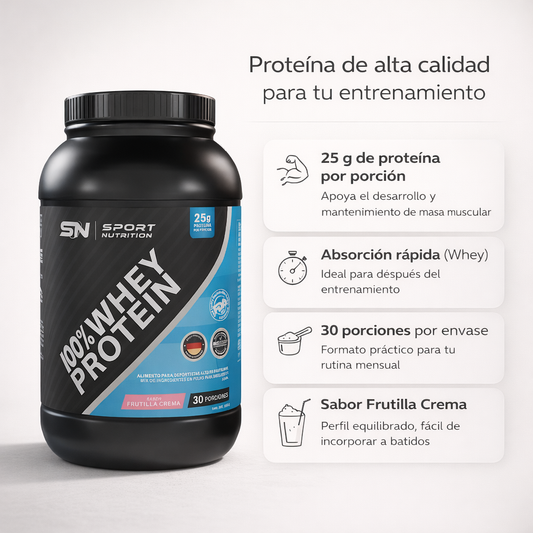 100% Whey Protein Frutilla Crema – Nutrición y Potencia para tu Entrenamiento | 1000 g