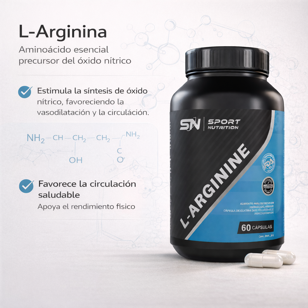 L-Arginine – Energía, oxigenación y definición para tus entrenamientos | 60 cápsulas
