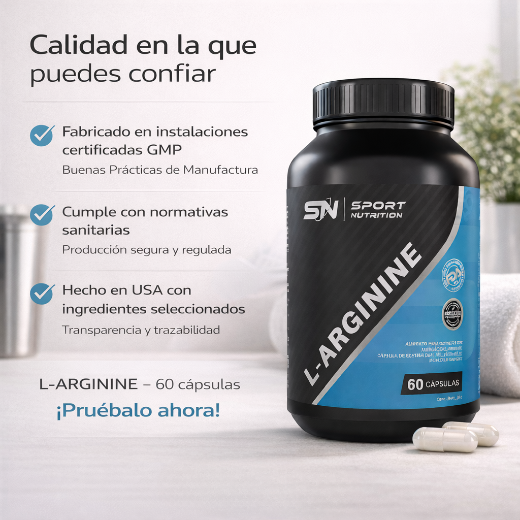 L-Arginine – Energía, oxigenación y definición para tus entrenamientos | 60 cápsulas