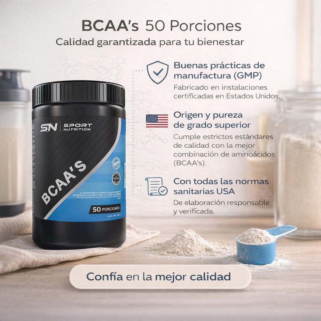 BCAA’S – Recuperación muscular, rendimiento y protección de masa muscular | 50 porciones