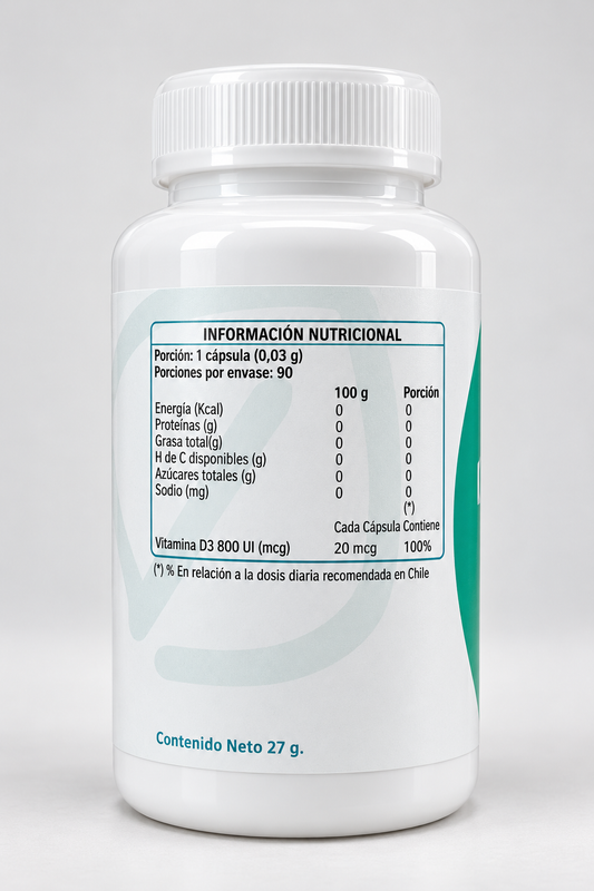 Vitamina D3 800 UI | 90 cápsulas