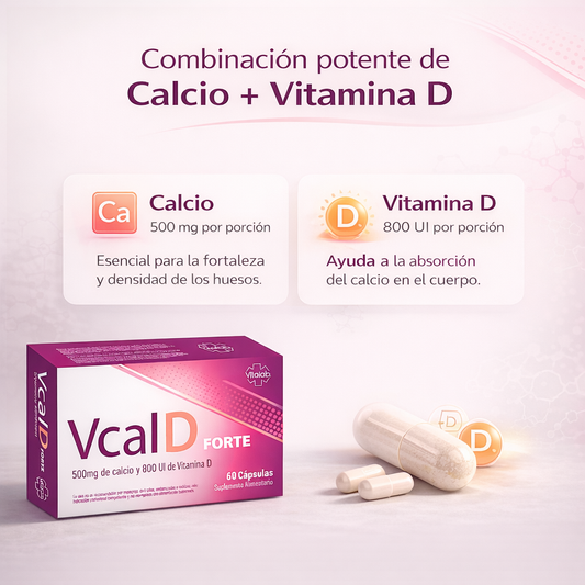 VCAL D FORTE – Salud ósea y soporte nutricional | Calcio + Vitamina D3 | 60 cápsulas