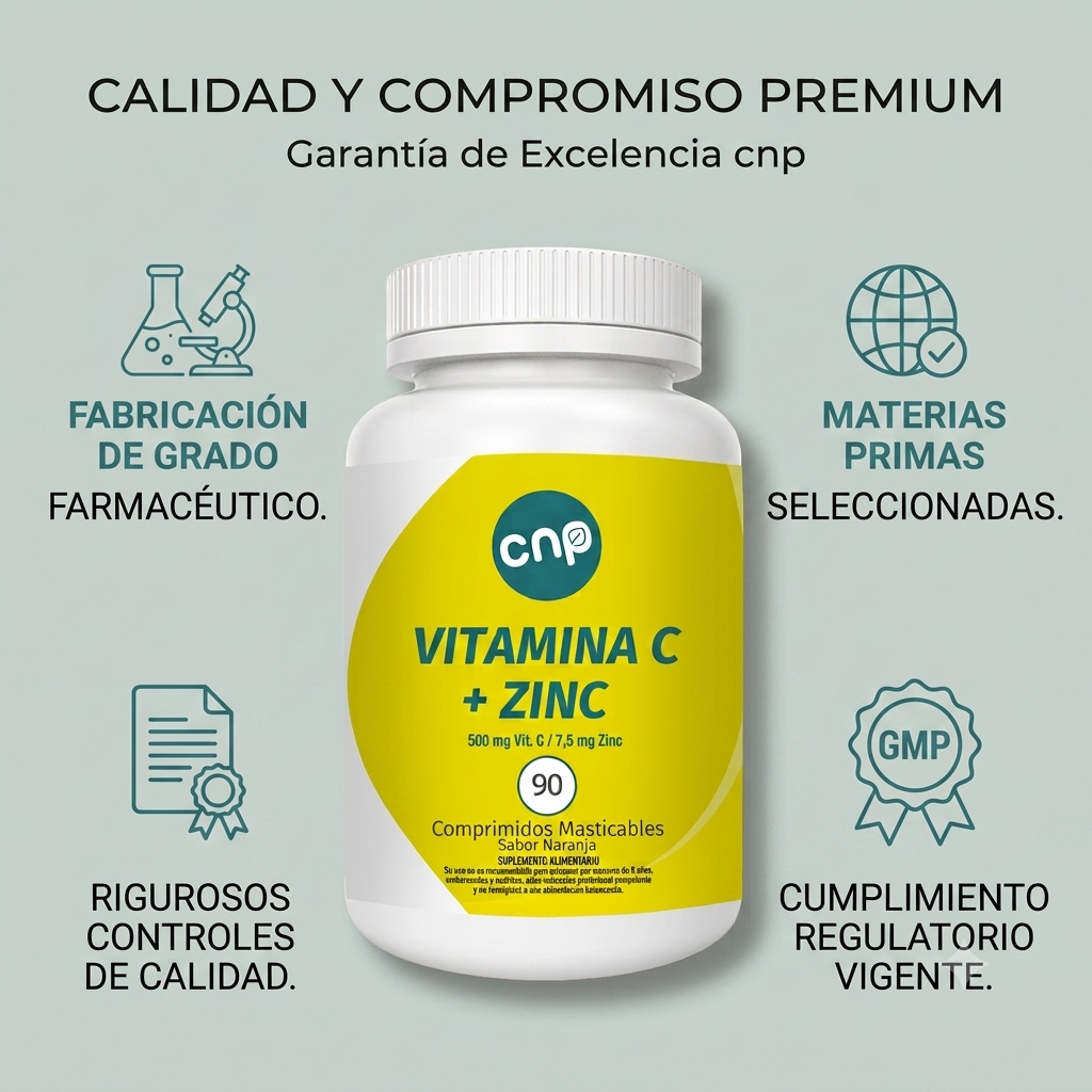 Vitamina C 500 mg + Zinc  7.5 mg – Refuerzo inmunológico diario | 90 cápsulas