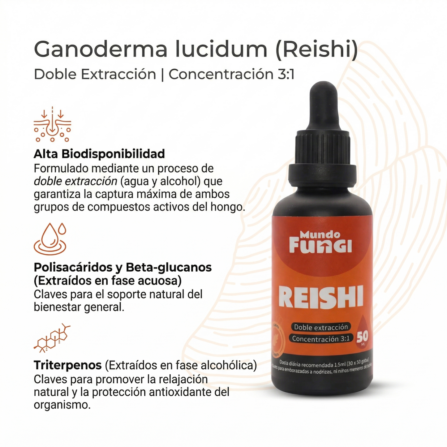 Extracto de Reishi en gotas – Doble Extracción 3:1 (50 ml)