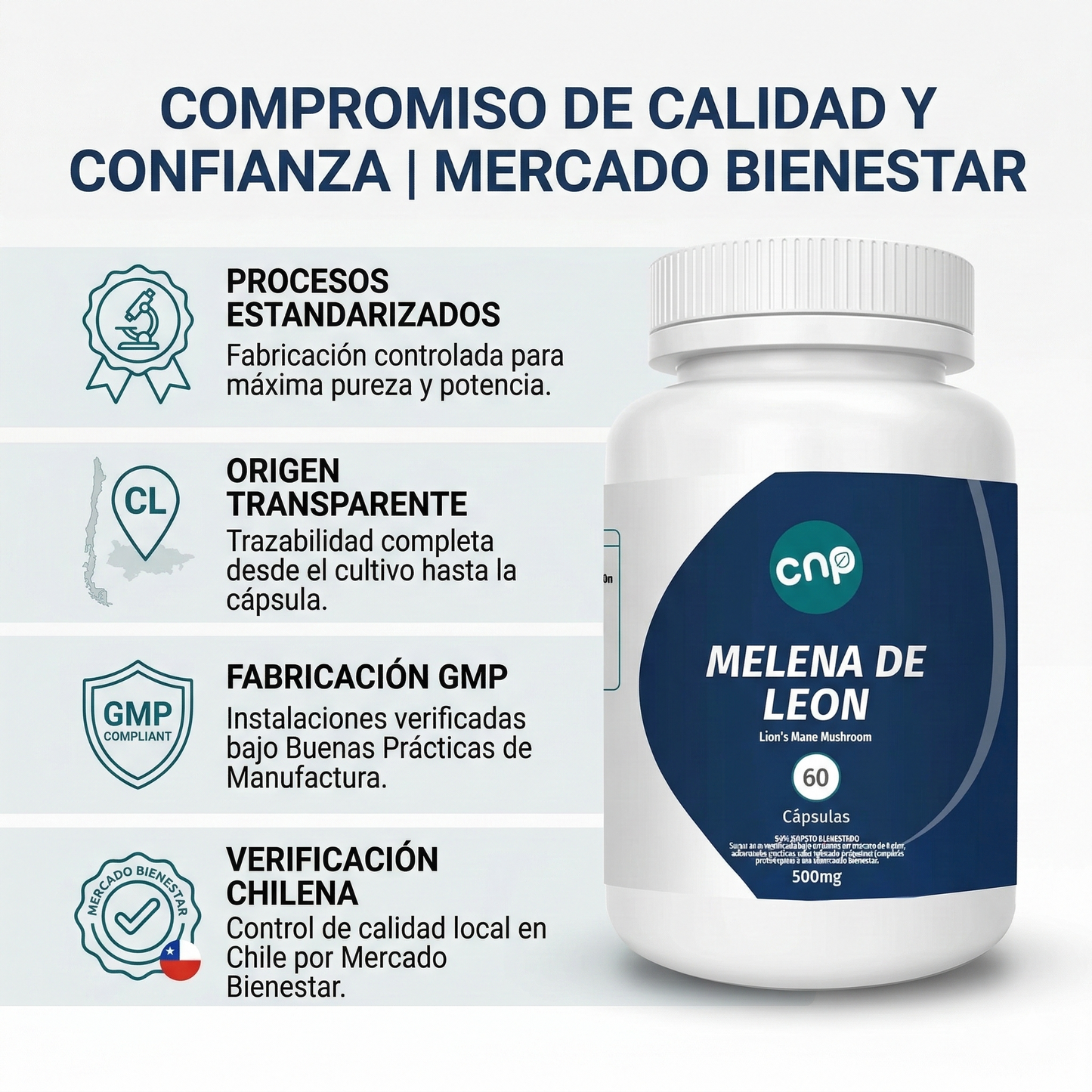 Melena de León 500 mg - Memoria y concentración | 60 cápsulas