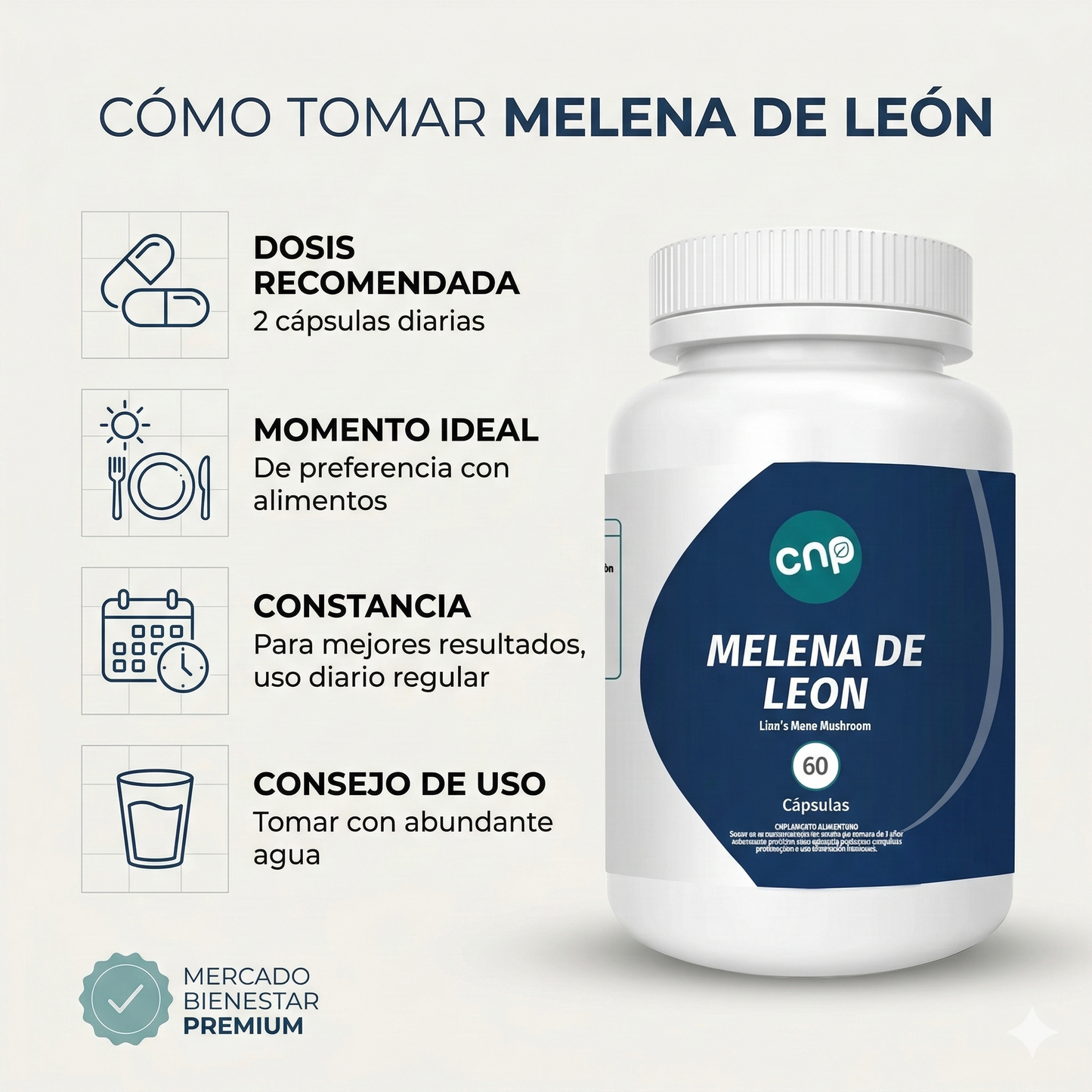 Melena de León 500 mg - Memoria y concentración | 60 cápsulas