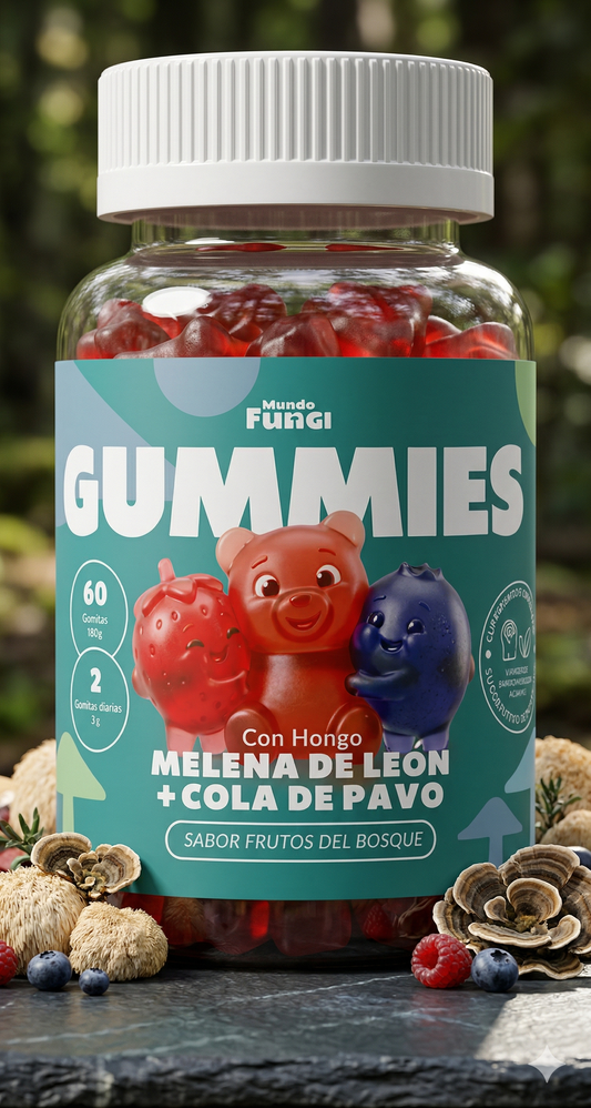 Gummies de Melena de León + Cola de Pavo para niños