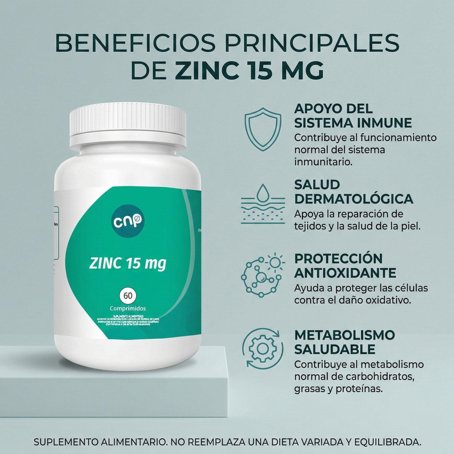 Zinc 15 mg – Refuerzo inmunológico diario | 60 cápsulas