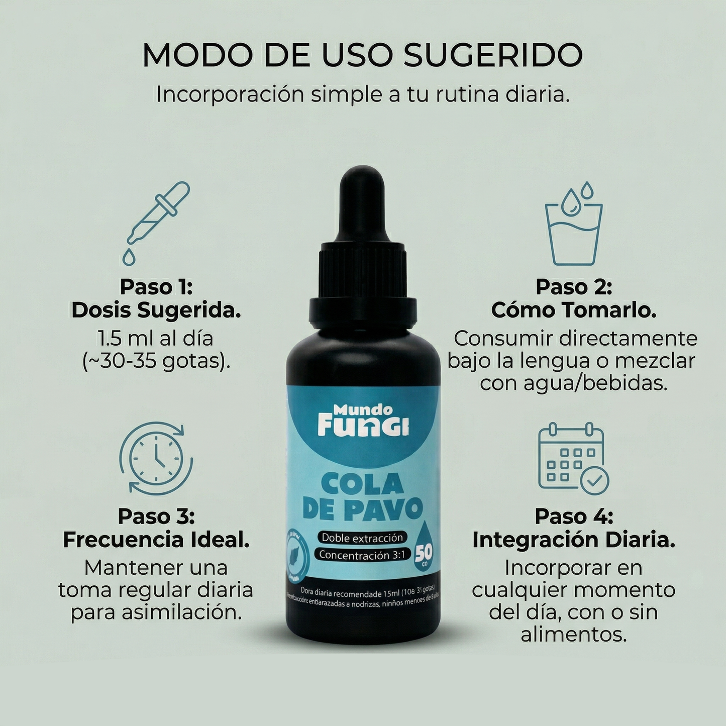 Extracto de Cola de Pavo en gotas – Doble Extracción 3:1 (50 ml)