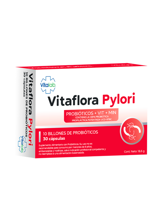 Vitaflora Pylori – Apoyo digestivo avanzado y control de Helicobacter pylori | 30 cápsulas