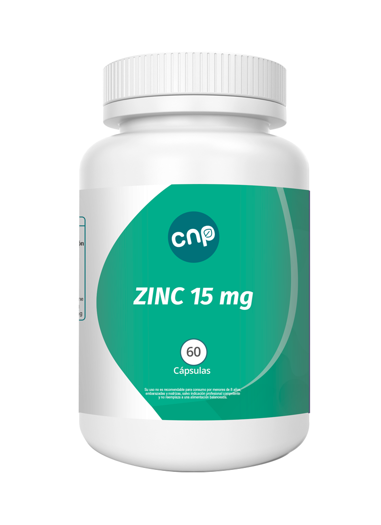 Zinc CNP 15 mg, envase de 60 cápsulas. Imagen del fabricante.