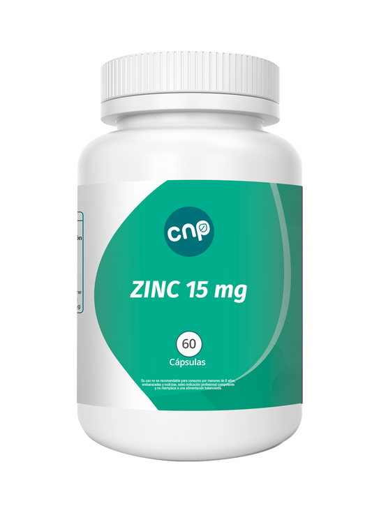 Zinc CNP 15 mg, envase de 60 cápsulas. Imagen del fabricante.